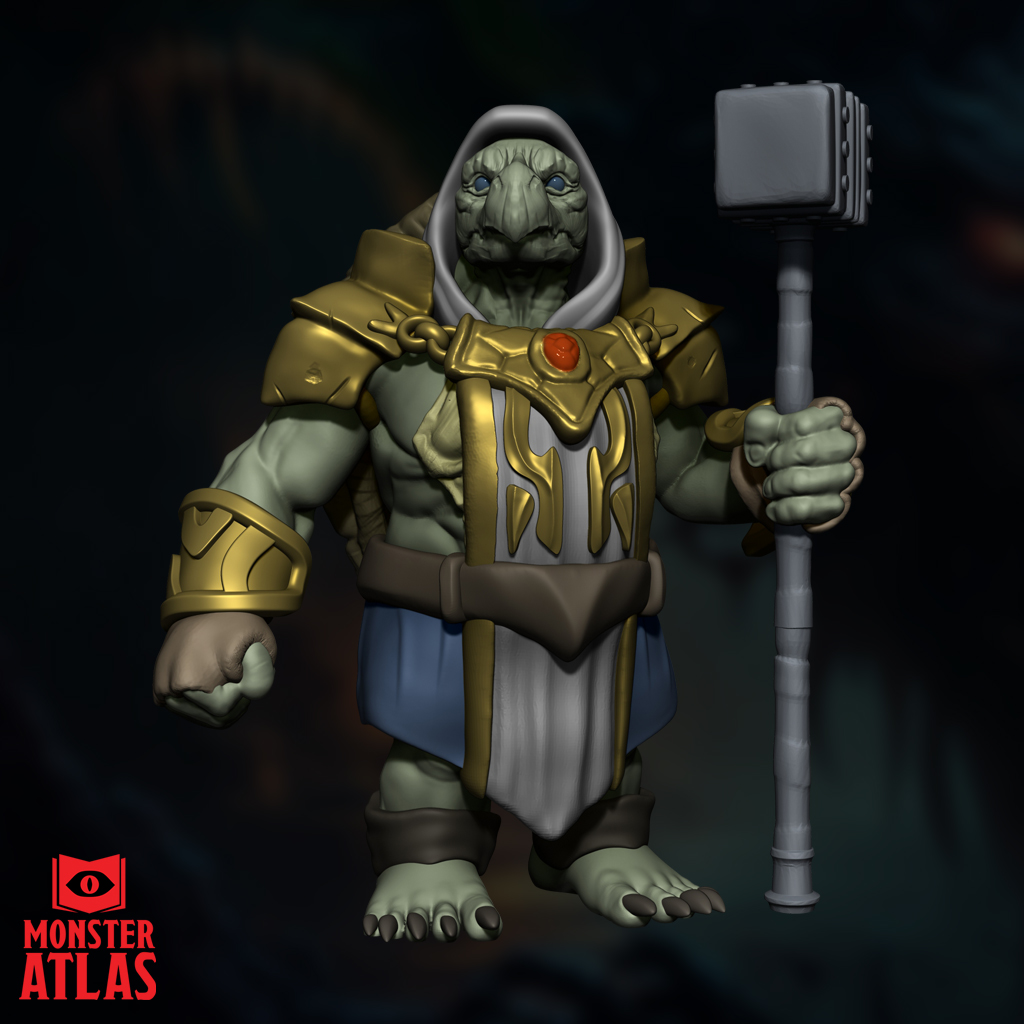 Tortle Cleric | Turtle Folk Priest | Shell Humanoid Healer | DnD 5e STL Miniature | 32mm Resin